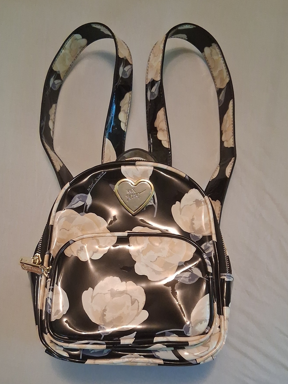 Betsey Johnson Pleather Floral Adjustable Mini Backpack